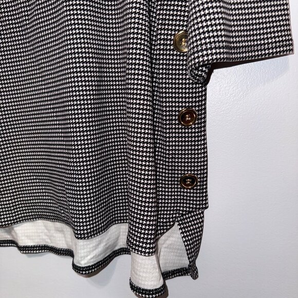 Chicos Womens Black & White Houndstooth Top W/ Gold Button Detail US Size L - Picture 2 of 6
